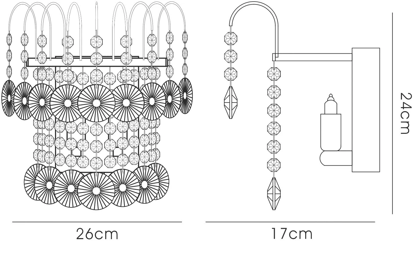 Rosina Crystal Switched Wall Lamp 2 Light Polished Chrome IL31052  Diyas Rosina Polished Chrome